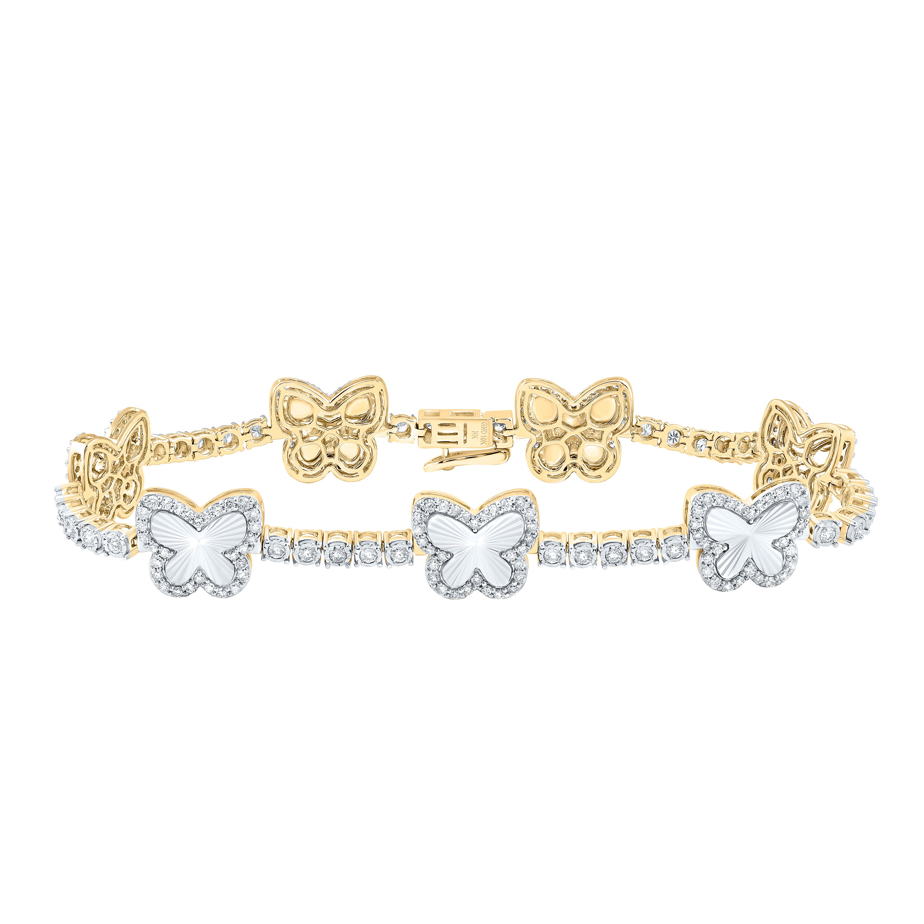 1 7/8Ctw-Dia Nk Fashion Butterfly Bracelet (7 Inch) (11.833 grams)