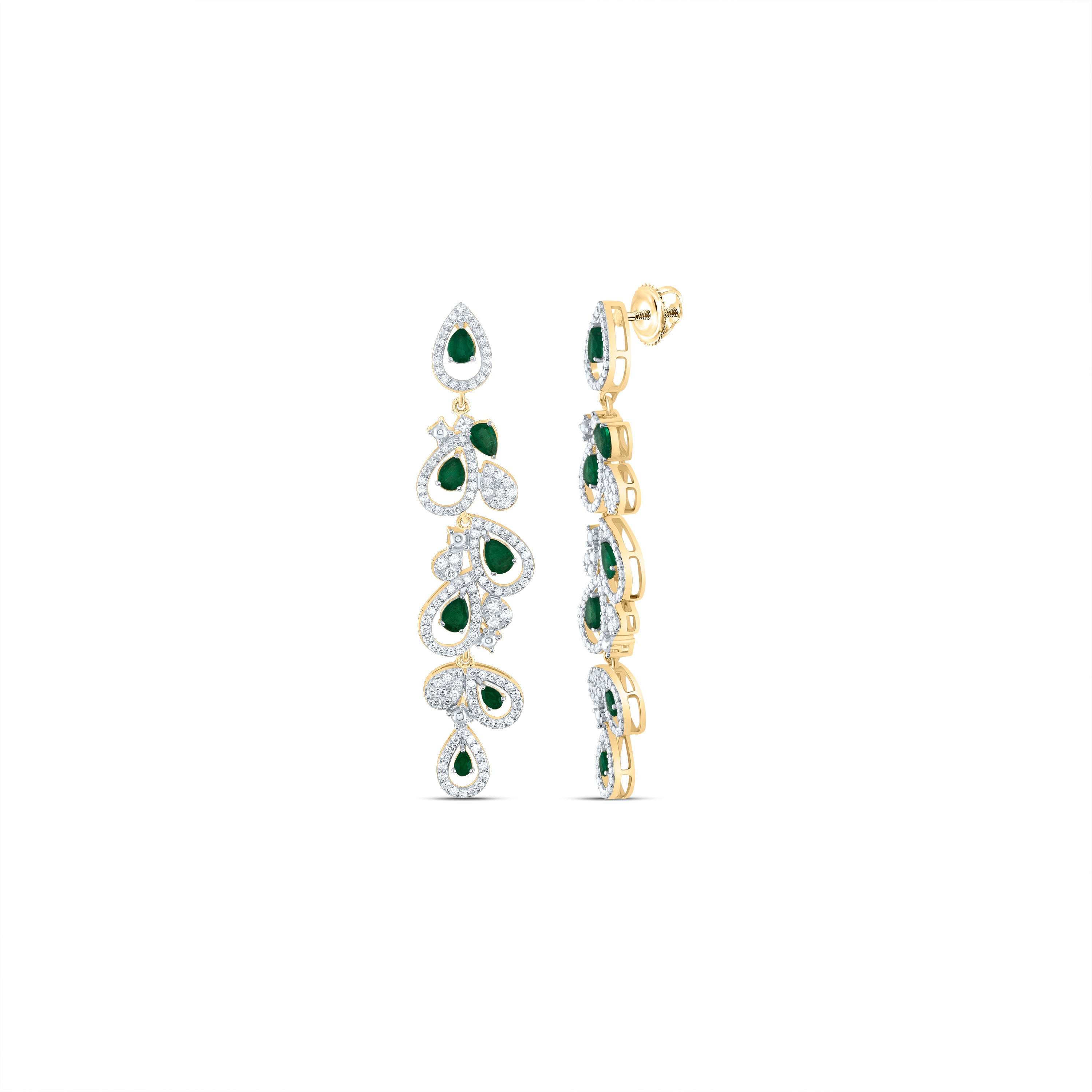 1 1/4Ctw-Dia Ana M 1 5/8Ctw-Ps-Em Nat Gem Dangling Earring
