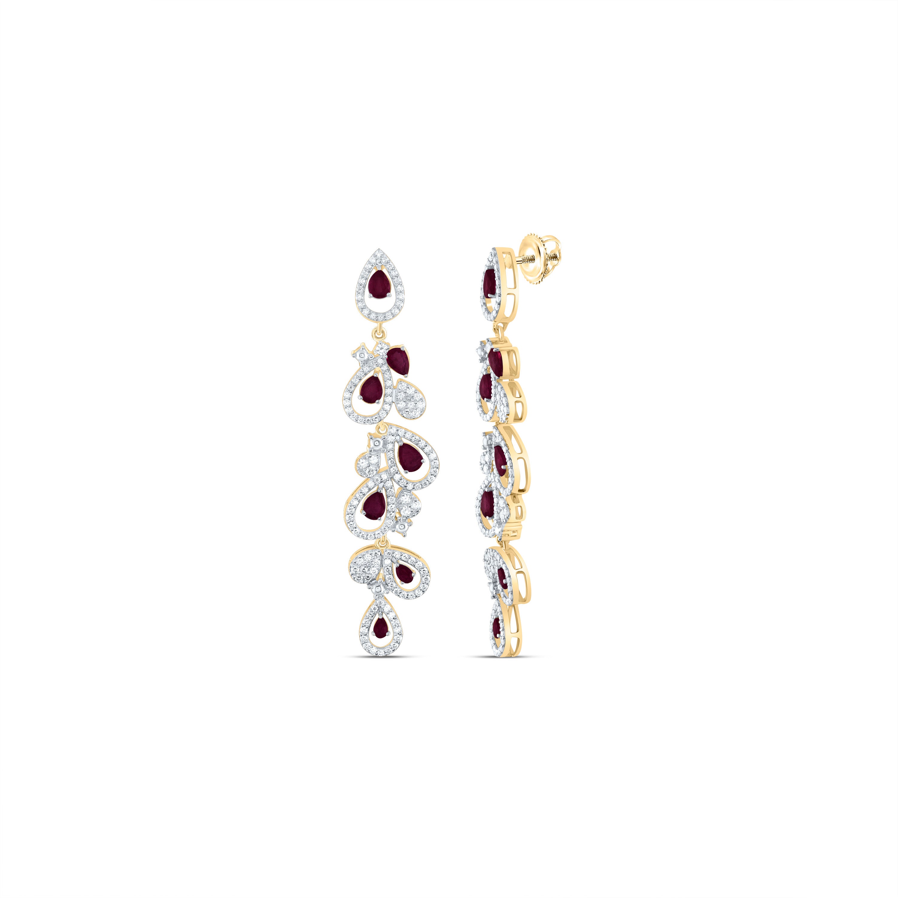 1 1/4Ctw-Dia Ana M 2 Ctw-Ps-Ru Nat Gem Dangling Earring