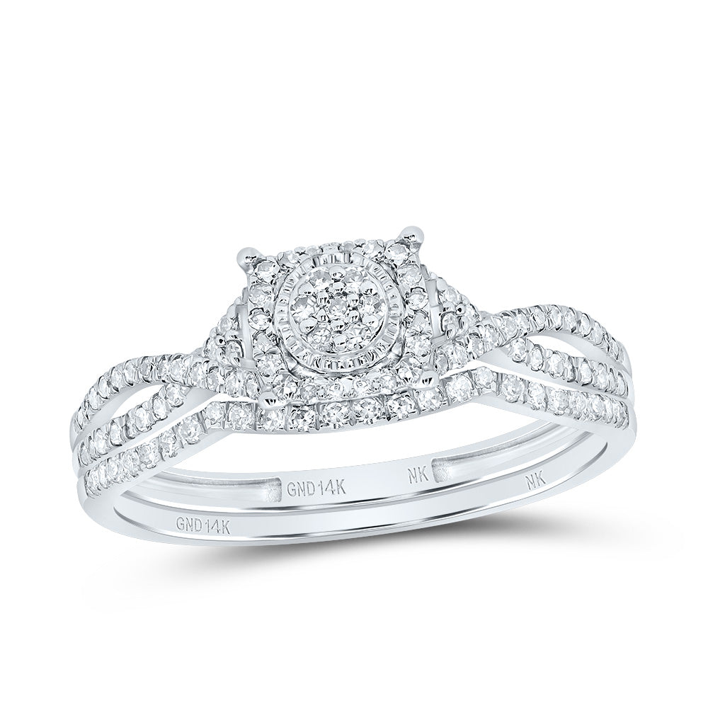 1/3Ctw-Dia Nk Fashion Cushion Flower Bridal Set (2.15 grams)