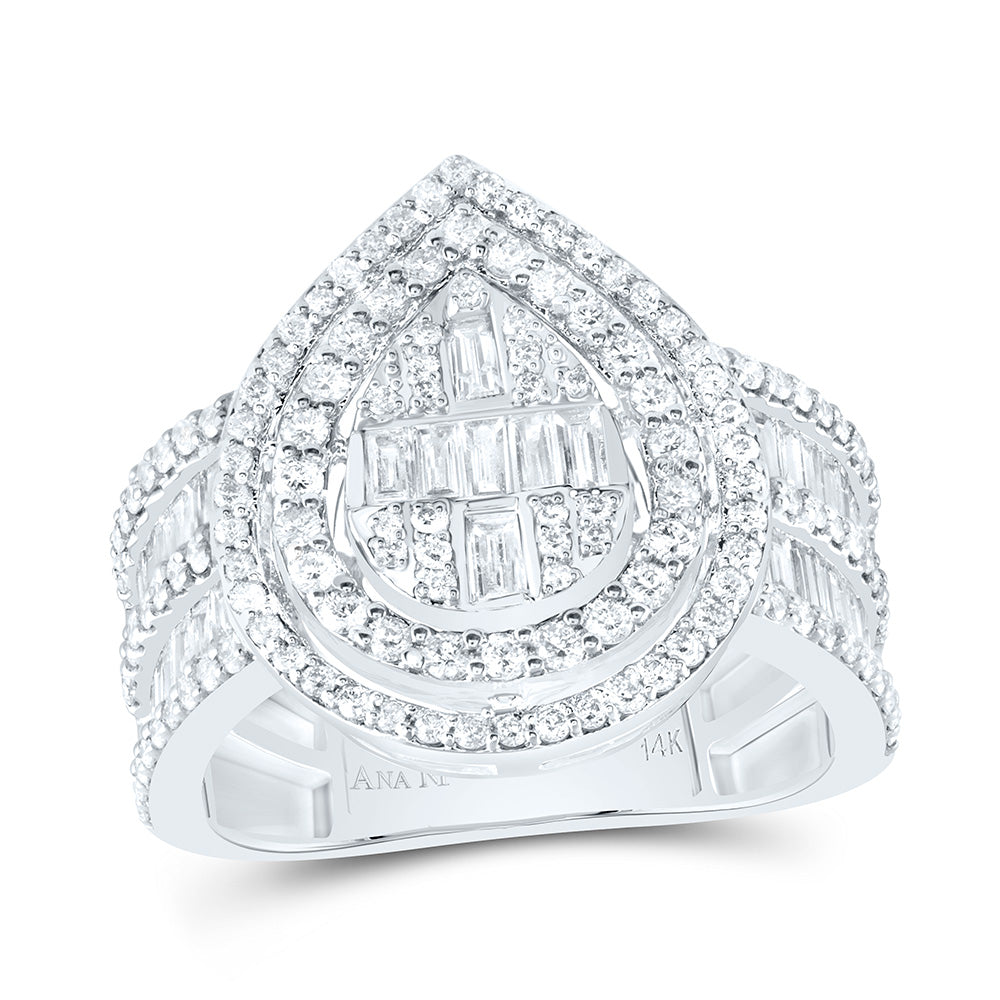 1 3/8Ctw-Dia Ana M Fashion Pear Baguette Bridal Ring (6.72 grams)
