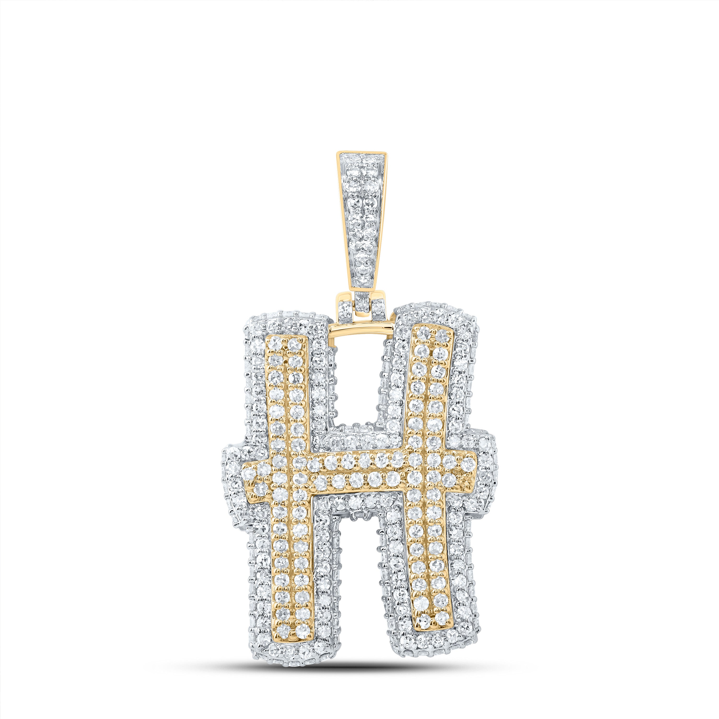 1 1/2Ctw-Dia Nk Fashion Initial "H" Pendant (4.041 grams)