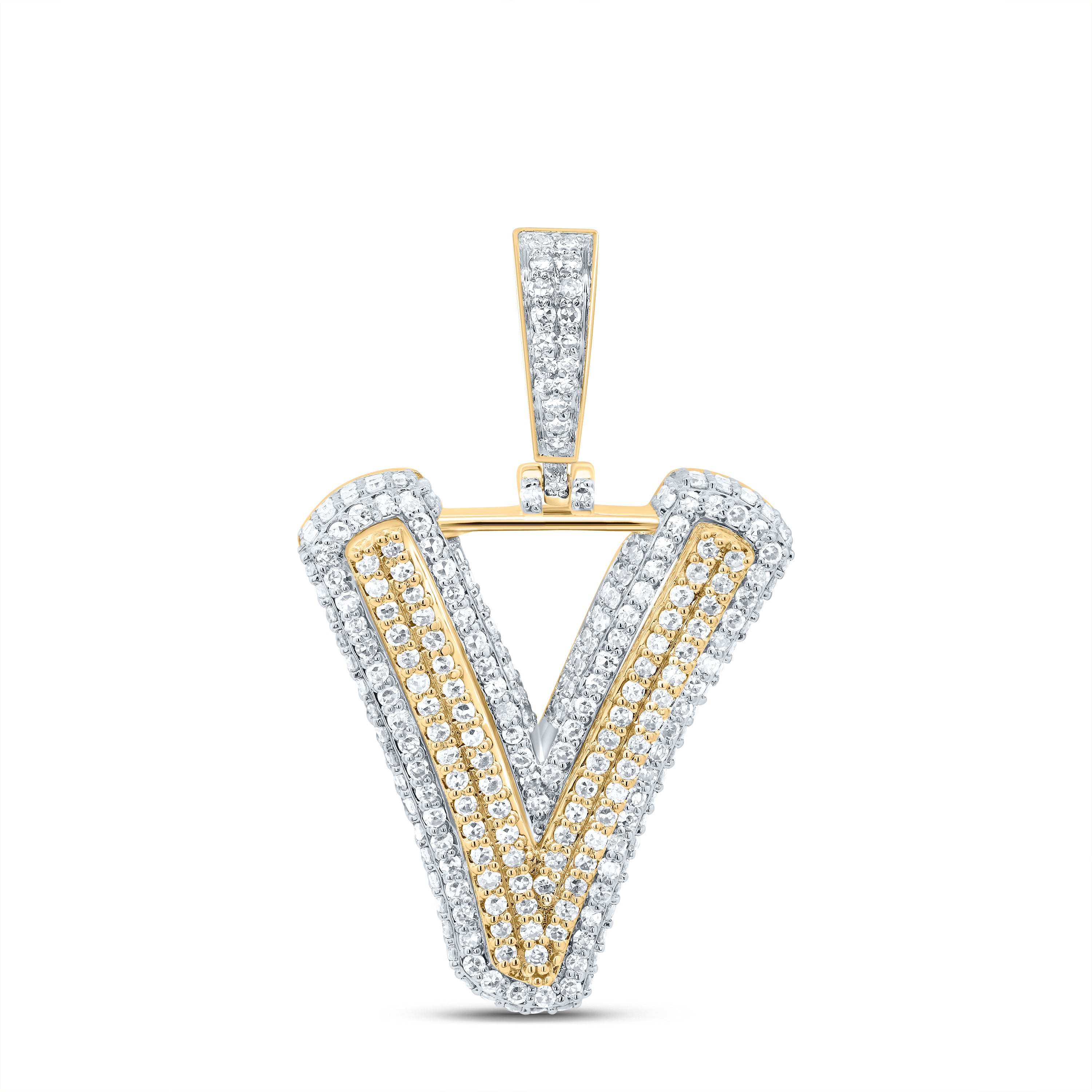 1 1/5Ctw-Dia Nk Fashion Initial "V" Pendant (3.355 grams)