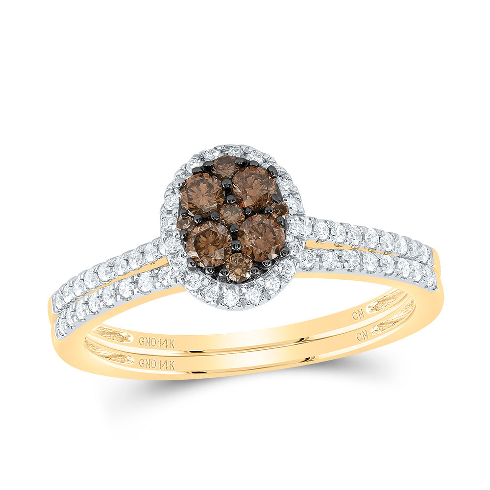 1/2Ctw-Diamond Cognac Natural Oval Bridal Set (2.71 grams)