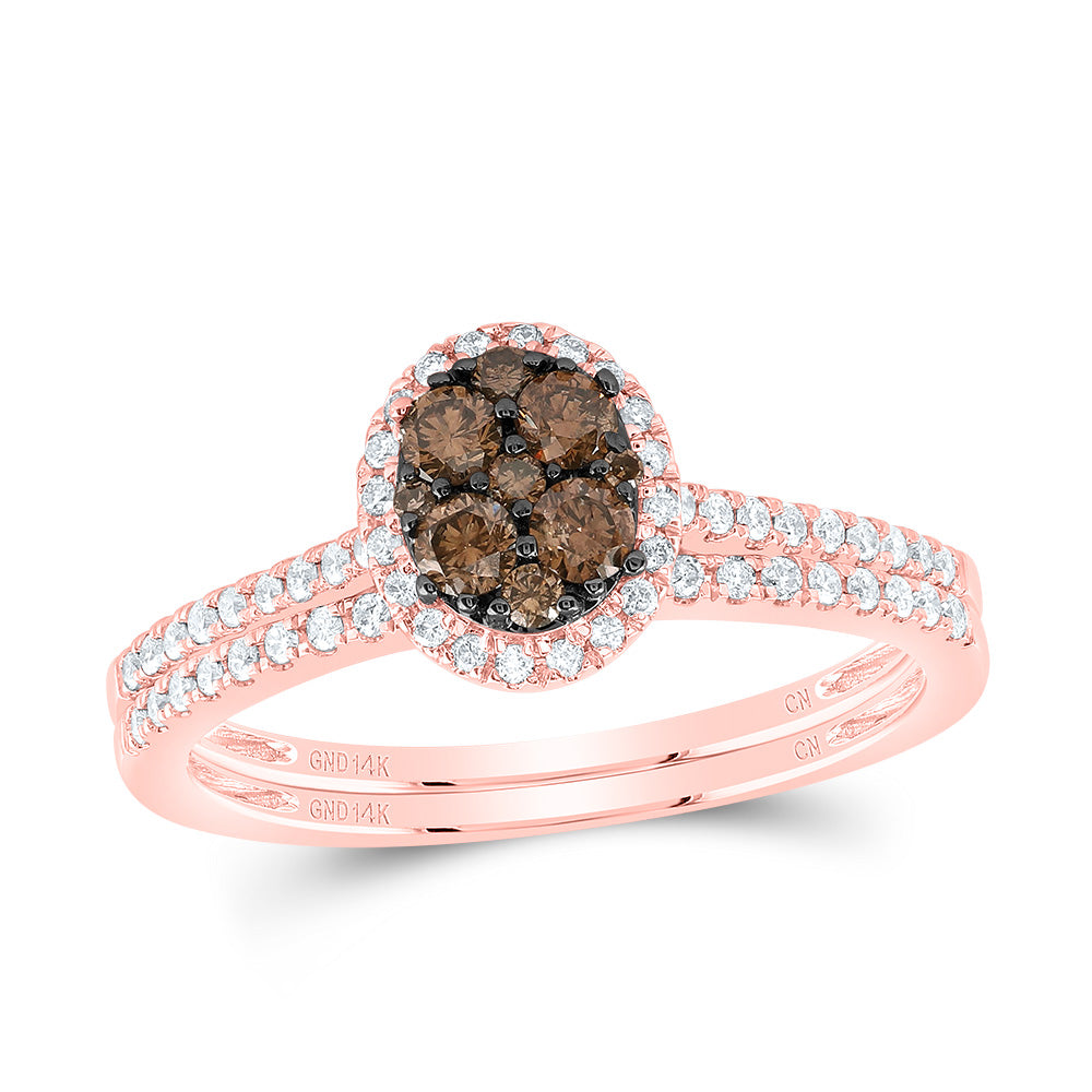 1/2Ctw-Diamond Cognac Natural Oval Bridal Set (2.7 grams)