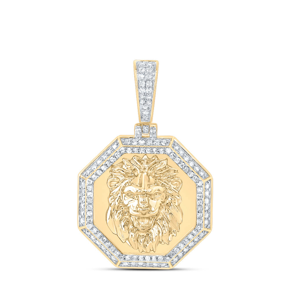 3/8Ctw-Dia Nk Fashion Lion Face Octagon Mens Charm (4.193 grams)