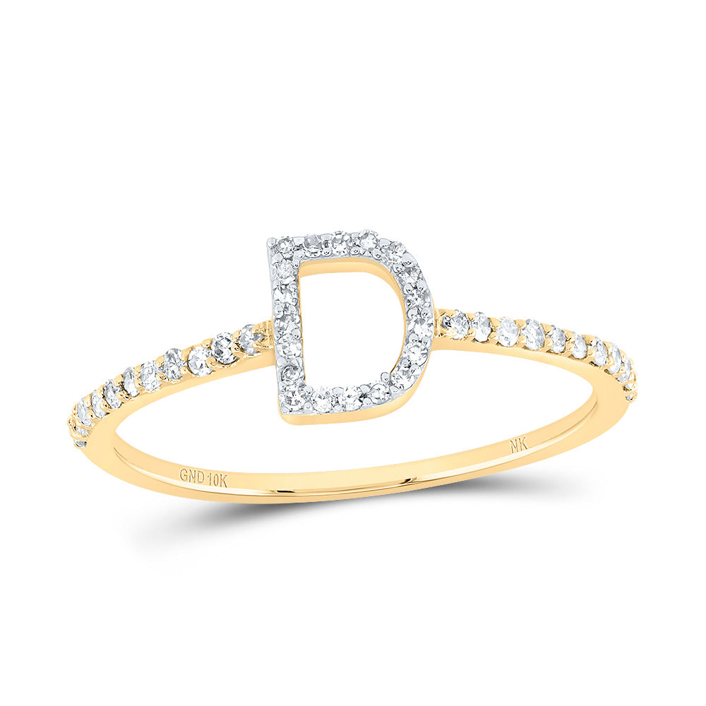 1/6Ctw-Dia Nk Gift Initial "D" Ring (1.1 grams)