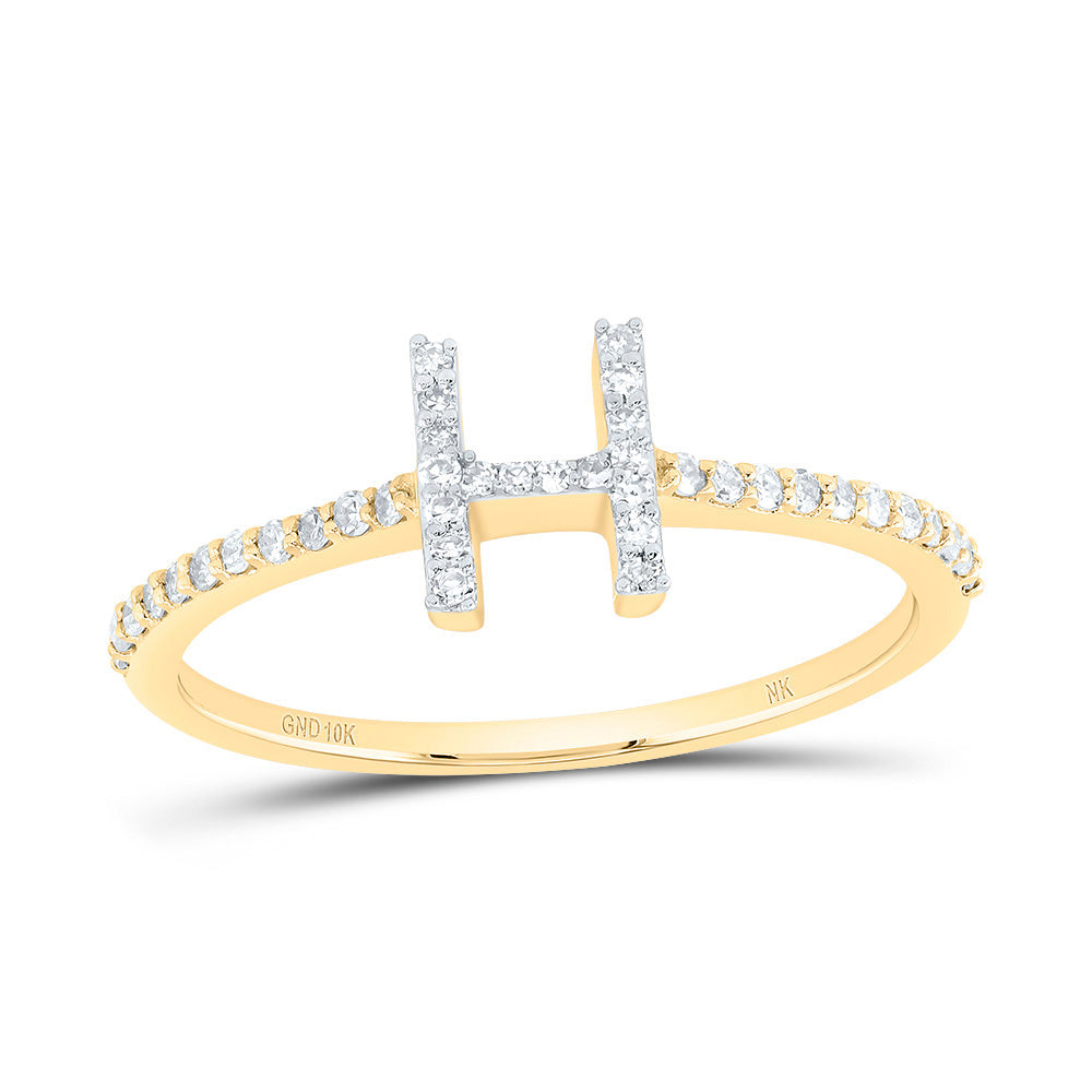 1/6Ctw-Dia Nk Gift Initial "H" Ring (1.32 grams)
