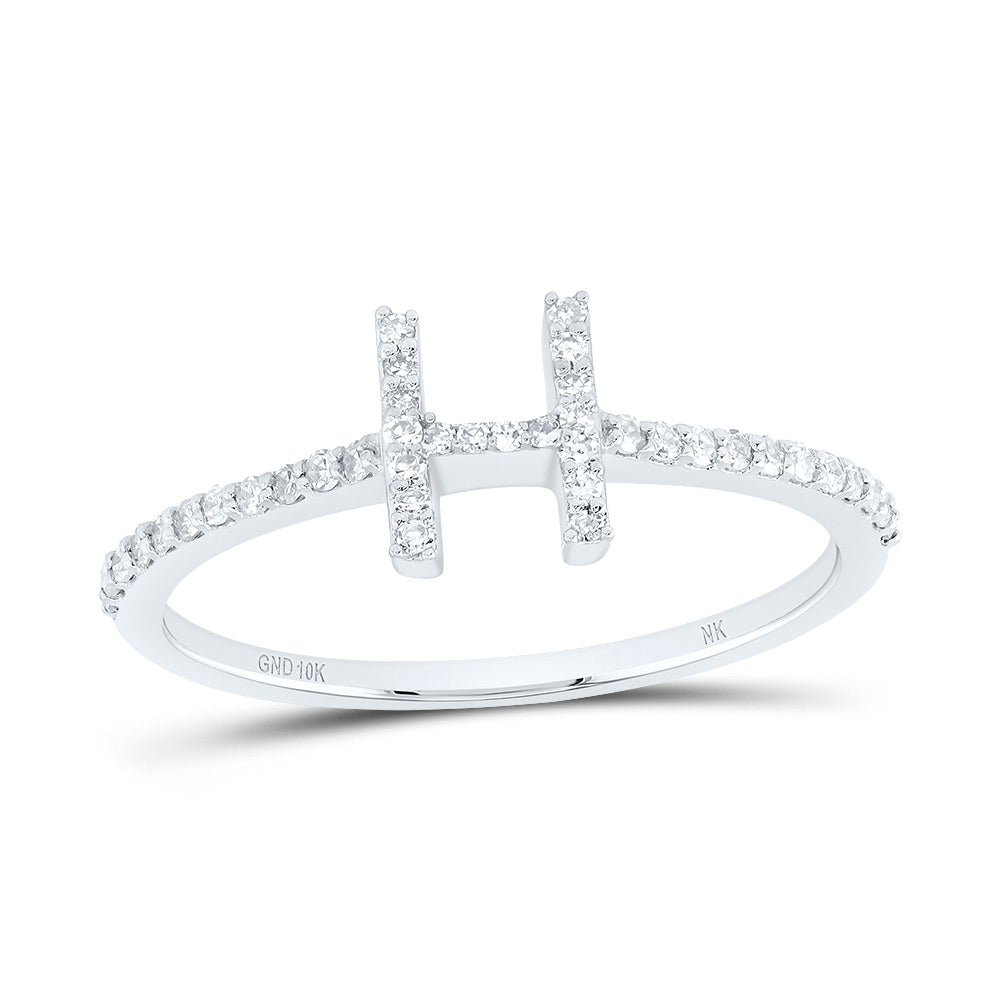 1/6Ctw-Dia Nk Gift Initial "H" Ring (1.4 grams)