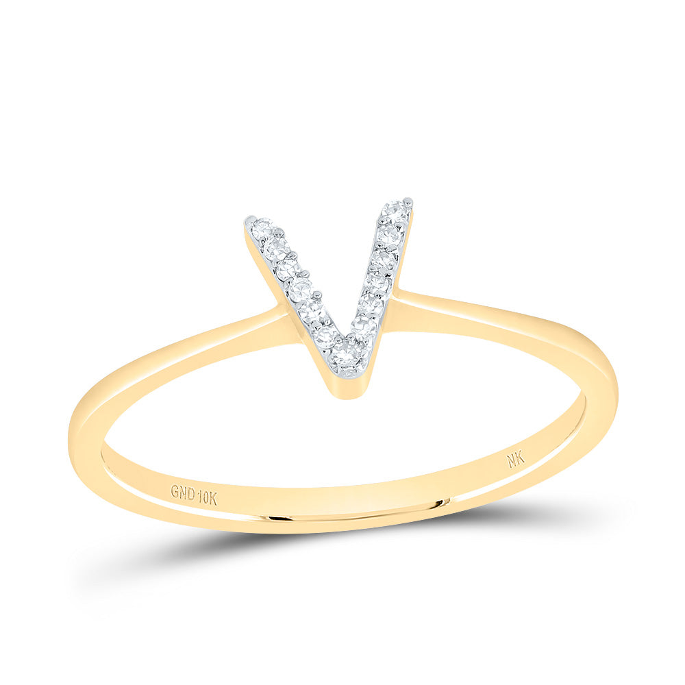 1/20Ctw-Diamond Gift Initial "V" Ring (1.32 grams)