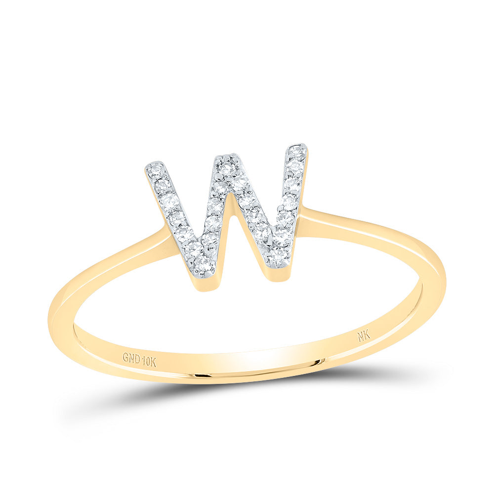 1/12Ctw-Dia Nk Gift Initial "W" Ring (1.52 grams)
