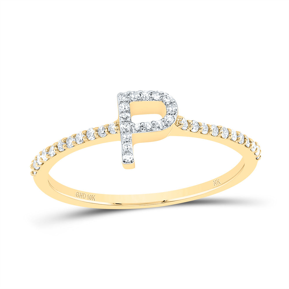 1/6Ctw-Dia Nk Gift Initial "P" Ring (1.23 grams)