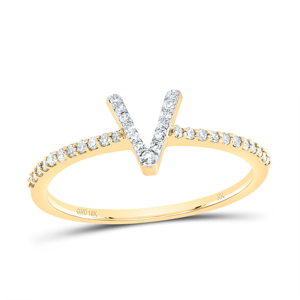 1/6Ctw-Dia Nk Gift Initial "V" Ring (1.23 grams)