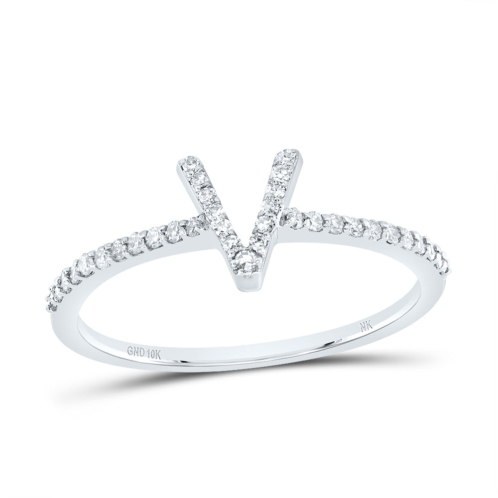 1/6Ctw-Dia Nk Gift Initial "V" Ring (1.23 grams)