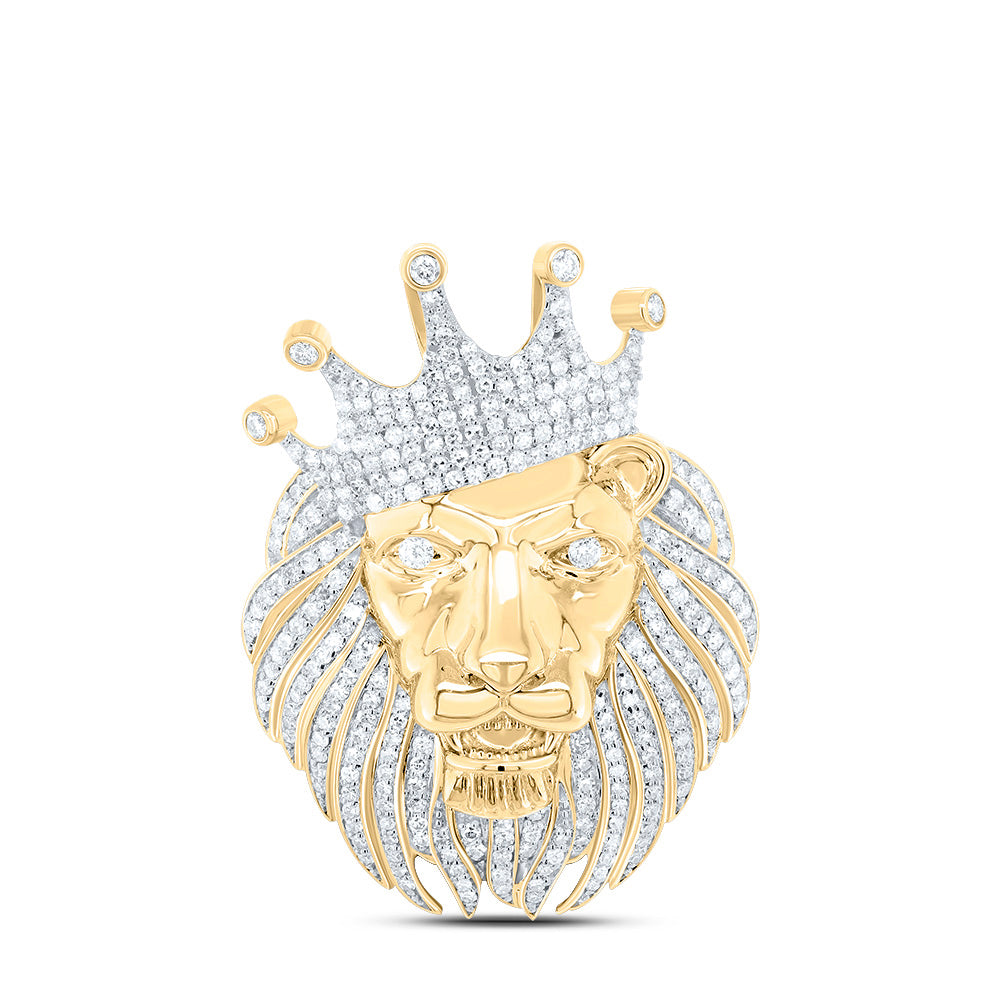 1 Ctw-Dia Nk Lion Face Crown Mens Charm (9.296 grams)