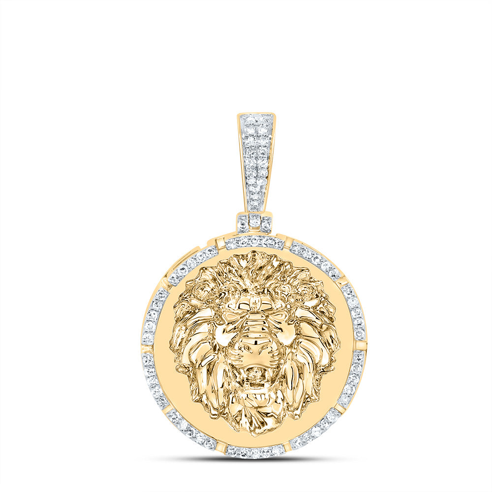 1/4Ctw-Dia Nk Lion Face Round Mens Charm (6.27 grams)
