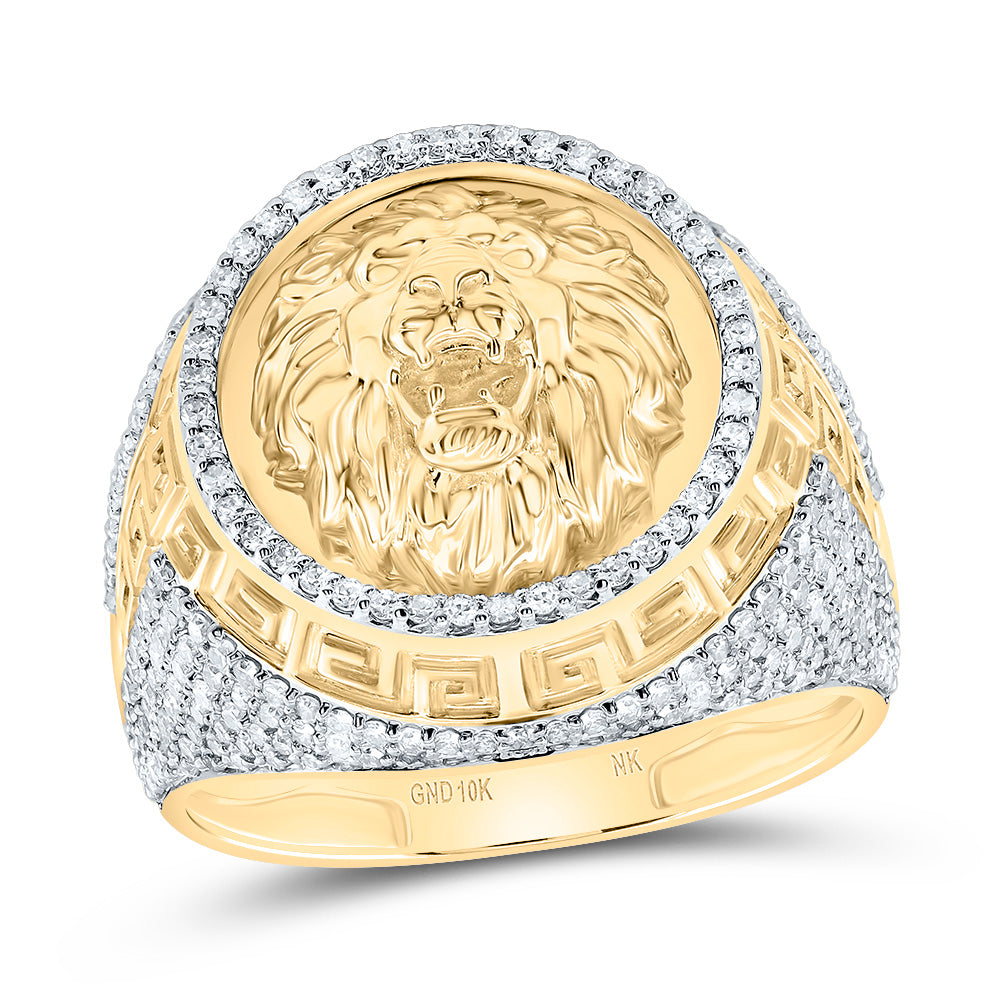 1Ctw-Dia Nk Lion Face Round Men's Ring (8.51 grams)