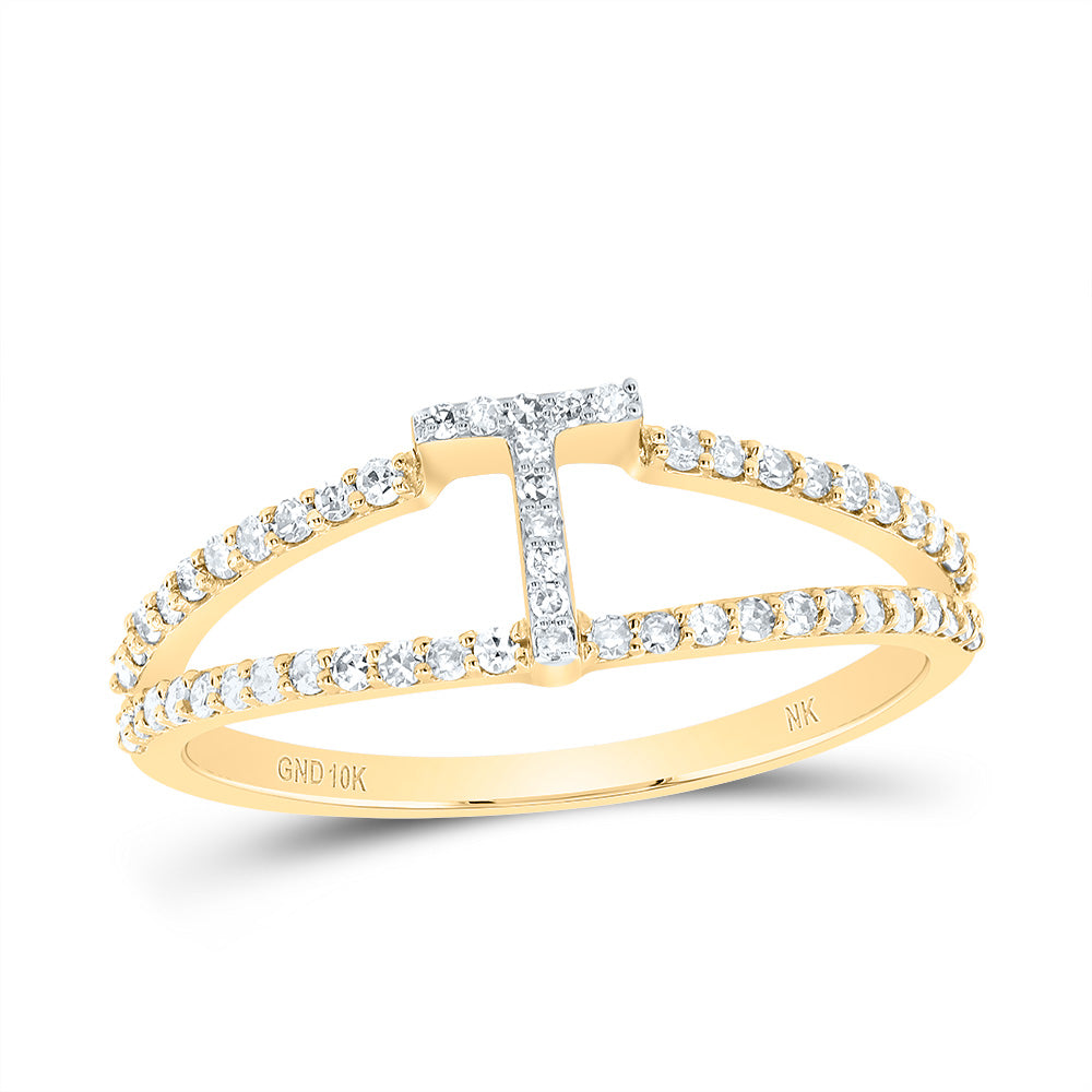 1/4Ctw-Dia Nk Gift Initial "T" Ladies Ring (1.51 grams)