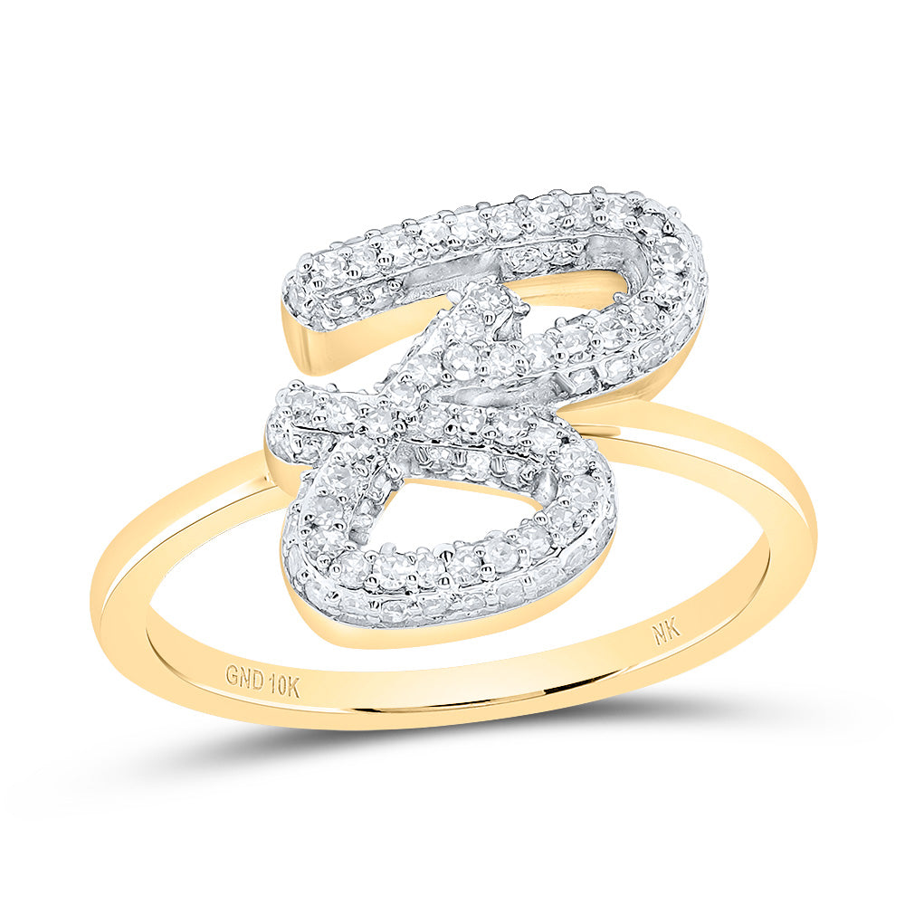 3/8 Ctw-Dia Nk Fashion Initial "B" Ring (2.81 grams)