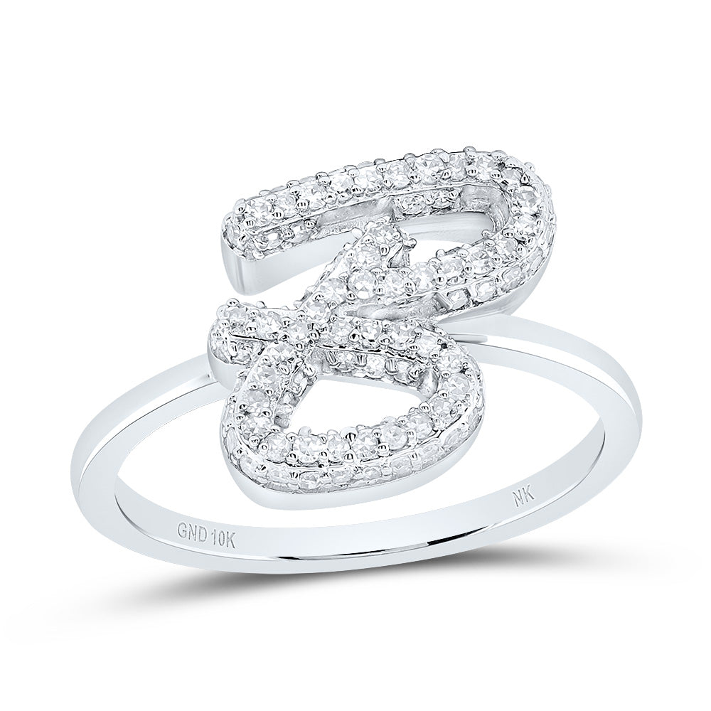3/8 Ctw-Dia Nk Fashion Initial "B" Ring (2.83 grams)