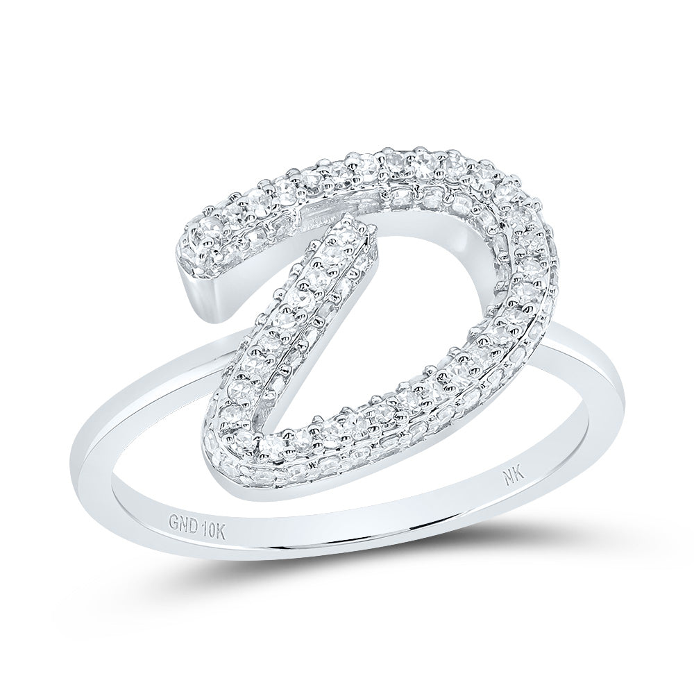 3/8Ctw-Dia Nk Fashion Initial "D" Ring (2.74 grams)