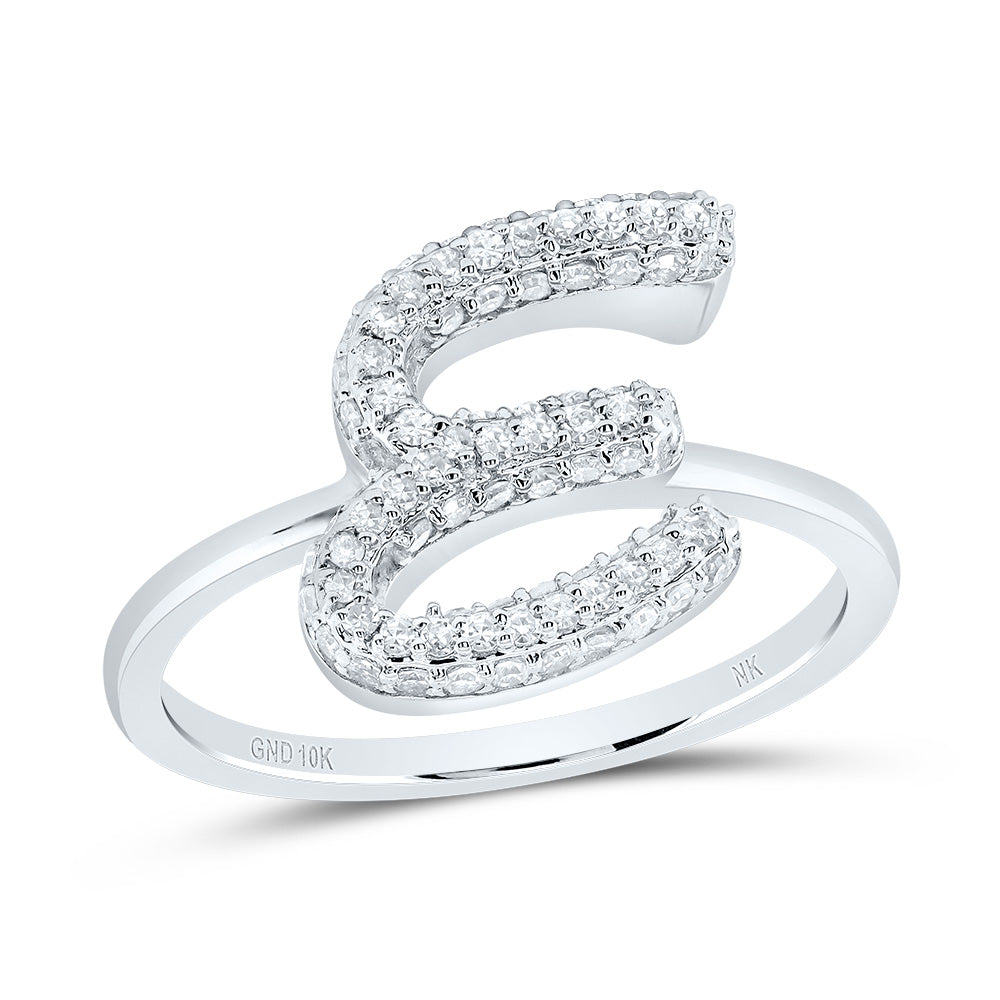 3/8Ctw-Dia Nk Fashion Initial "E" Ring (2.57 grams)