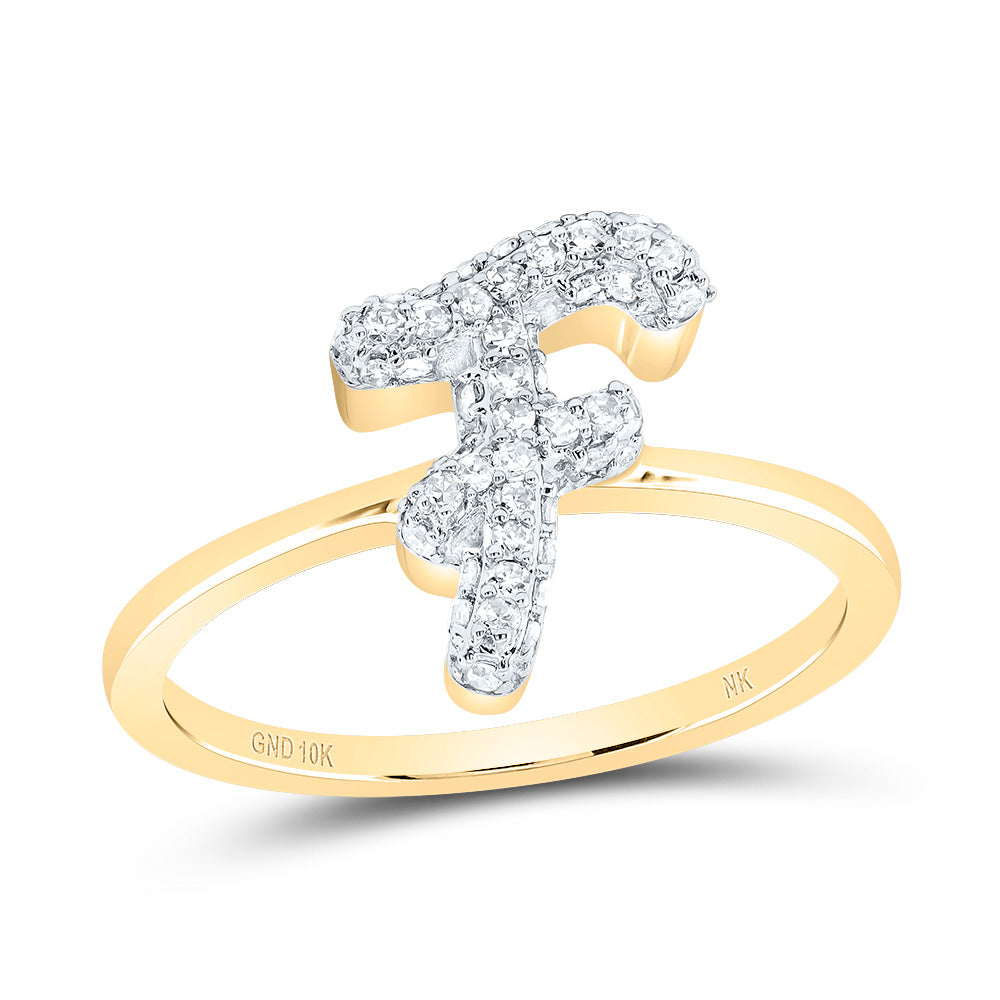 1/4Ctw-Dia Nk Fashion Initial "F" Ring (2.03 grams)