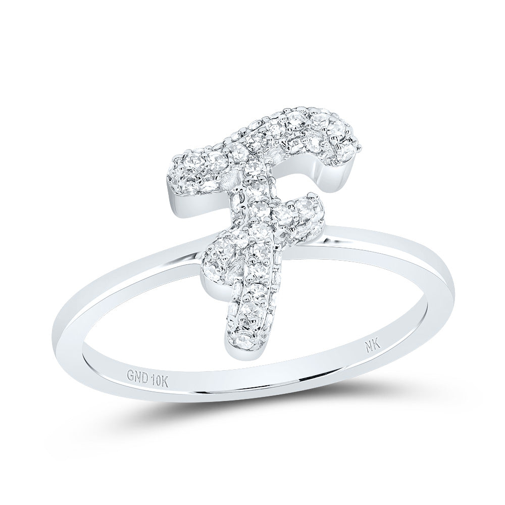 1/4Ctw-Dia Nk Fashion Initial "F" Ring (2.13 grams)