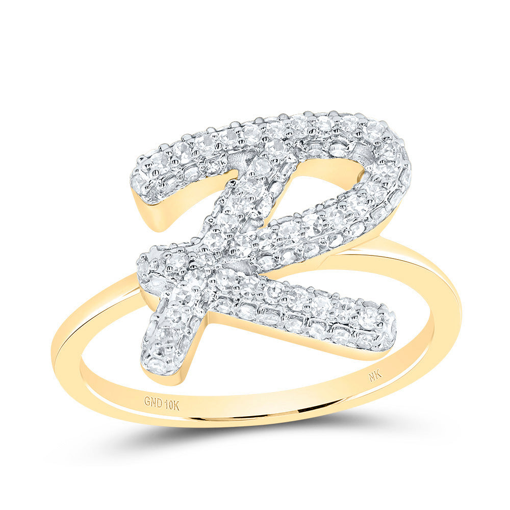 1/2Ctw-Dia Nk Fashion Initial "R" Ring (2.98 grams)