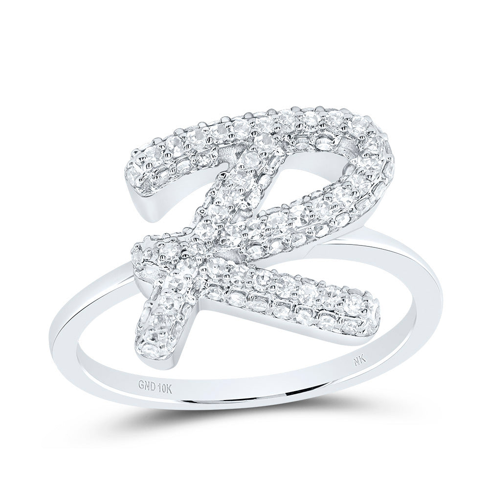 1/2Ctw-Dia Nk Fashion Initial "R" Ring (3.08 grams)