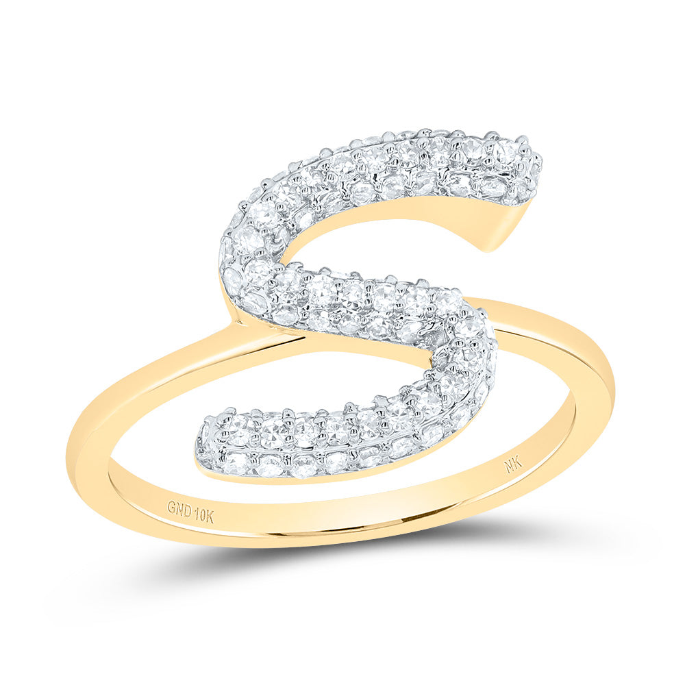 3/8Ctw-Dia Nk Fashion Initial "S" Ring (2.42 grams)