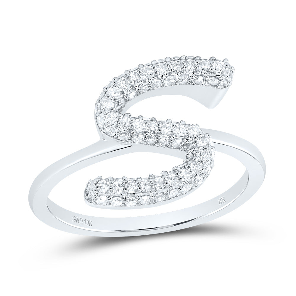 3/8Ctw-Dia Nk Fashion Initial "S" Ring (2.53 grams)