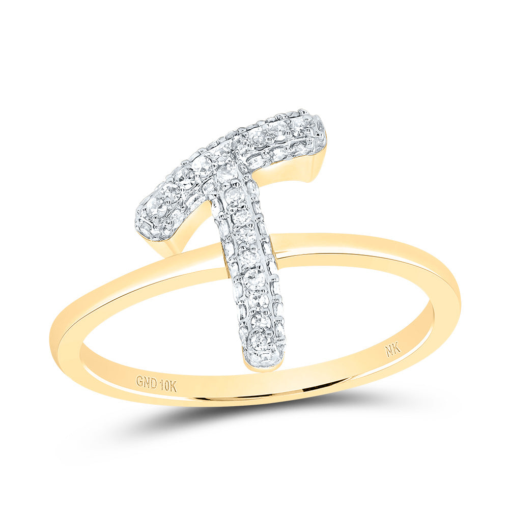 1/4 Ctw-Dia Nk Fashion Initial "T" Ring (1.96 grams)