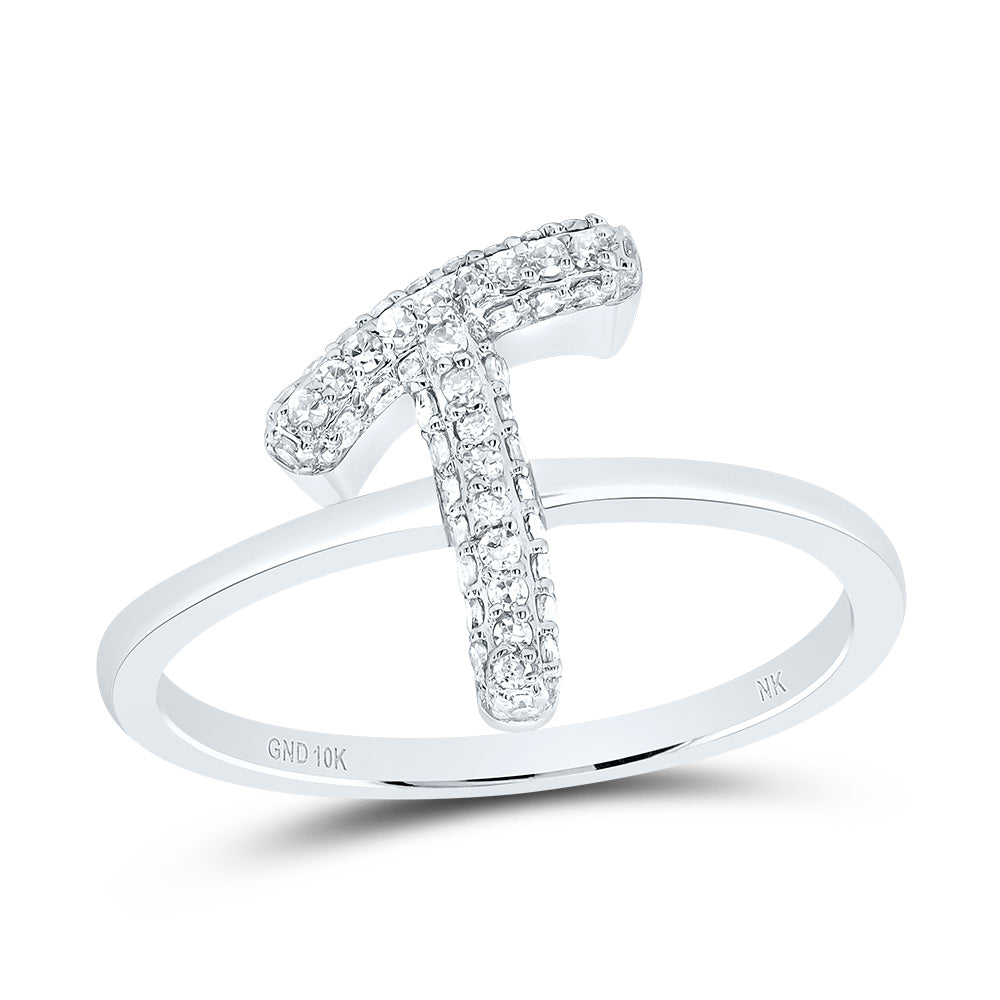 1/4 Ctw-Dia Nk Fashion Initial "T" Ring (1.97 grams)