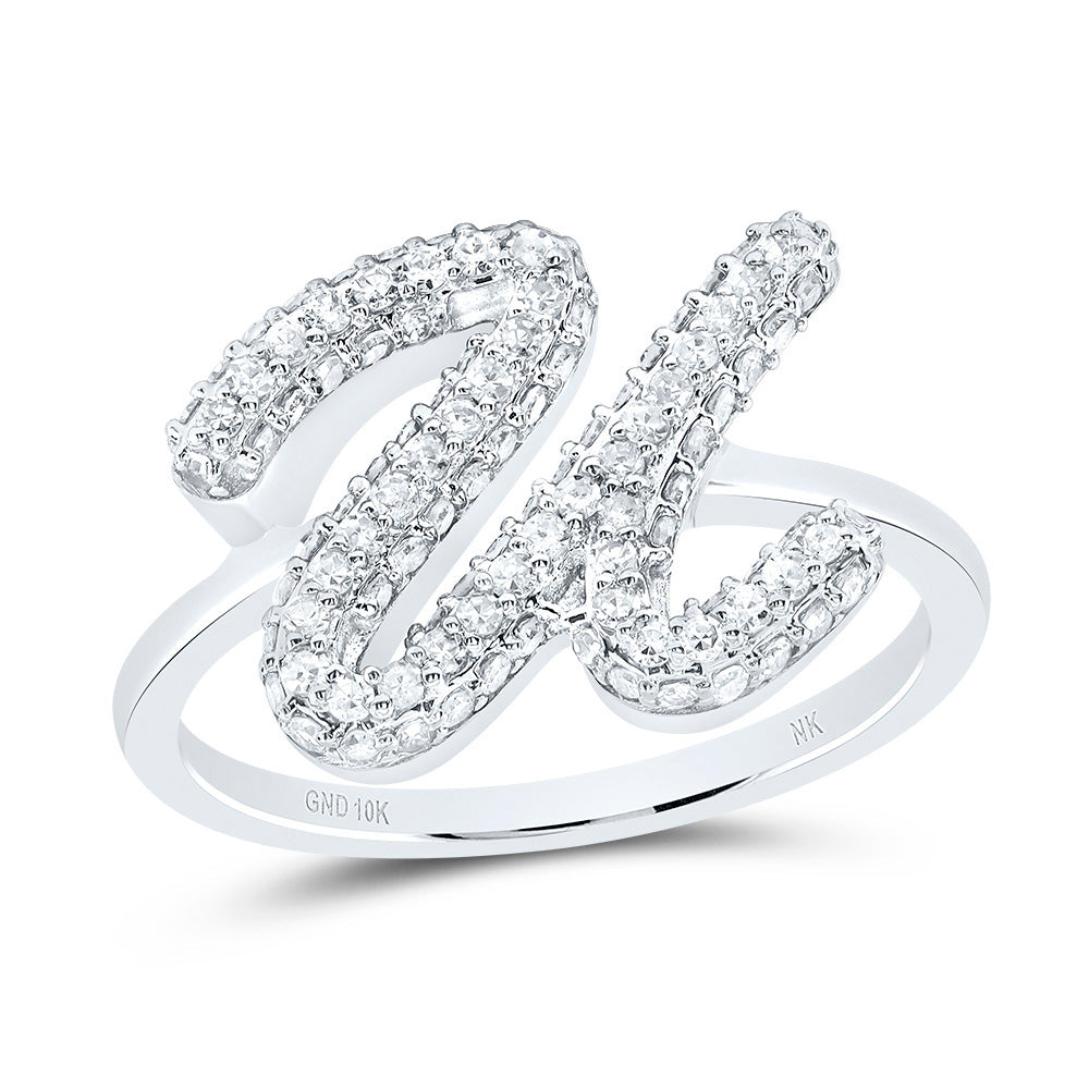 1/2Ctw-Dia Nk Fashion Initial "U" Ring (3.16 grams)