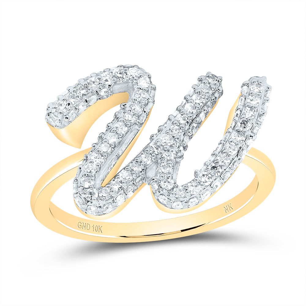 1/2Ctw-Dia Nk Fashion Initial "W" Ring (3.85 grams)