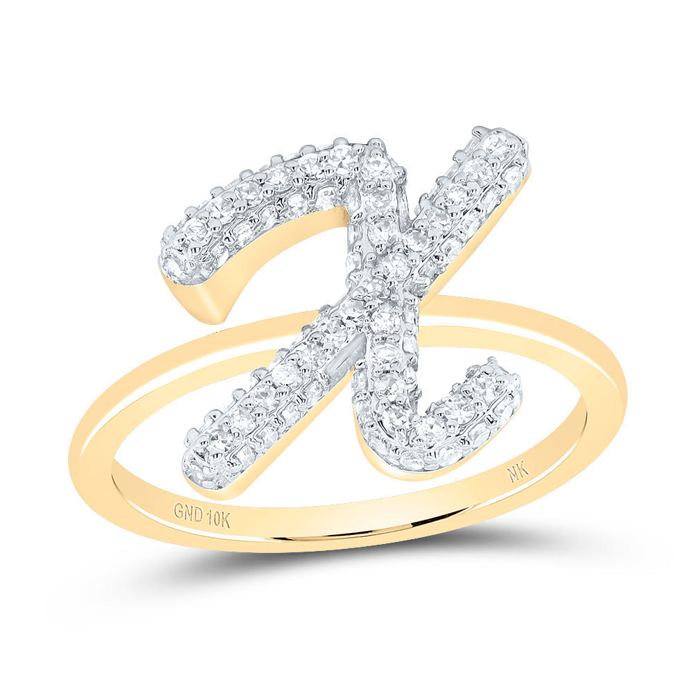 3/8Ctw-Dia Nk Fashion Initial "X" Ring (2.73 grams)