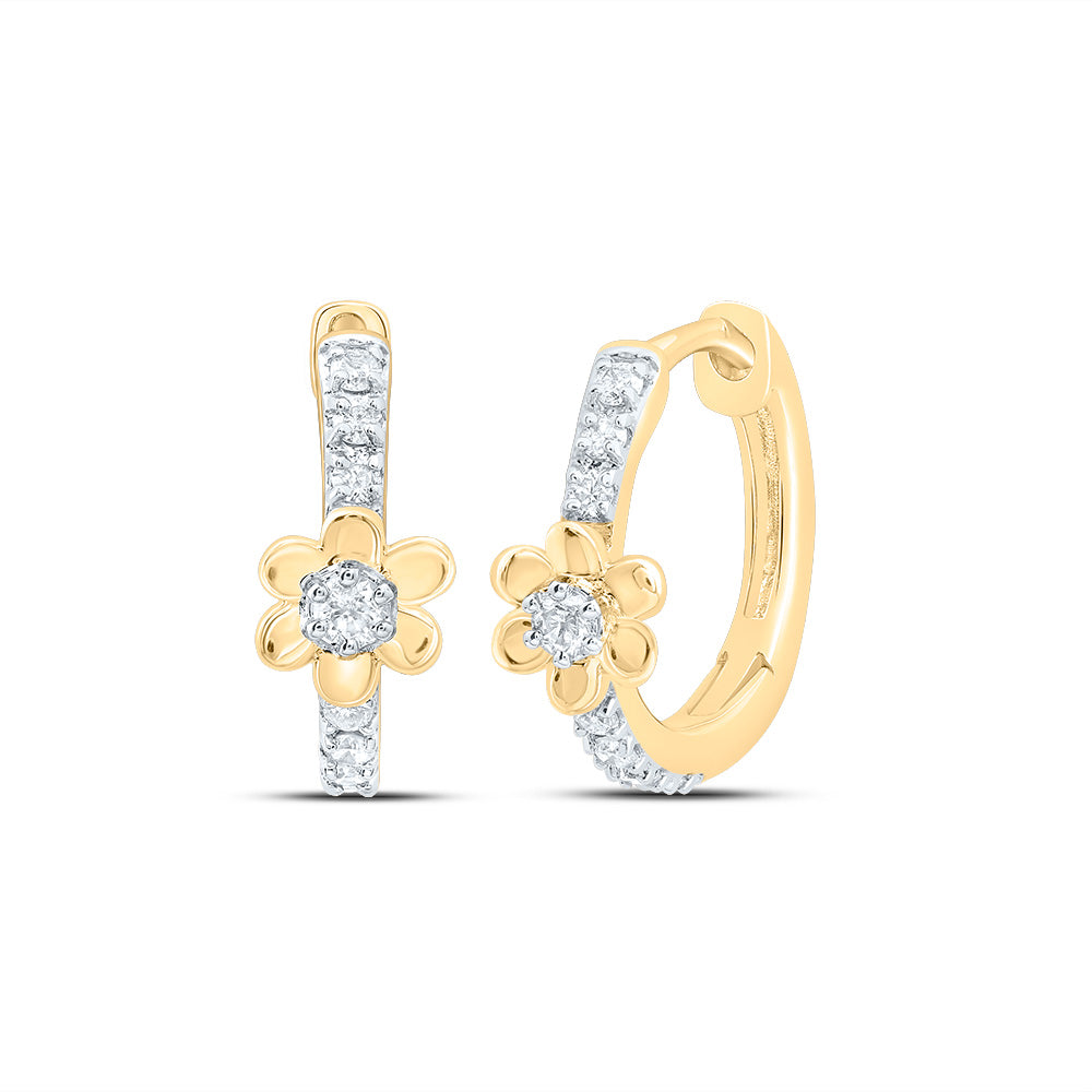 1/10Ctw-Dia Cn Gift Flower Hoop Earring