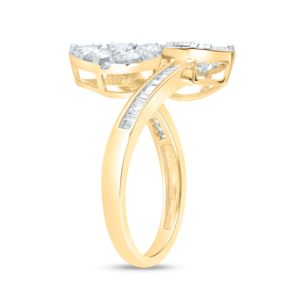 1 3/8Ctw-Dia Cn Fashion Pear Cuff Ring (2.5 grams)