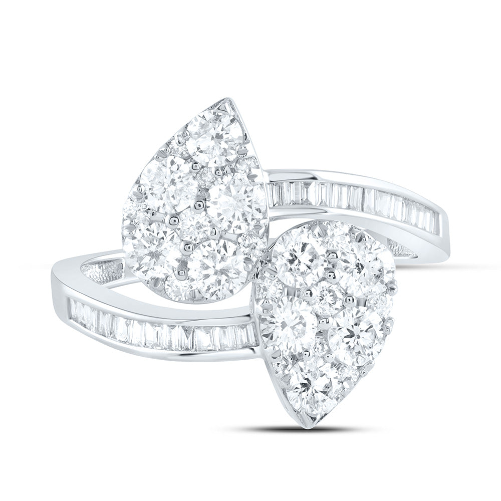 1 3/8Ctw-Dia Cn Fashion Pear Cuff Ring (2.46 grams)