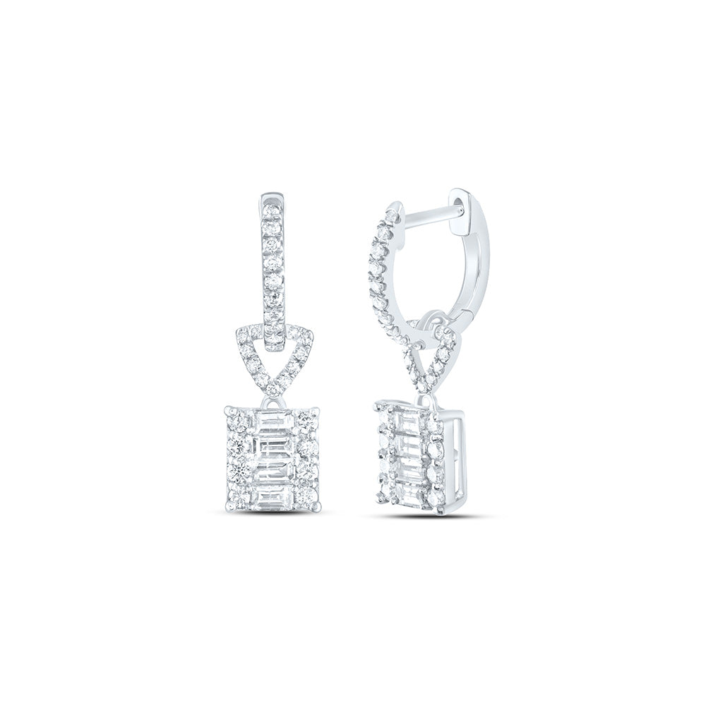 7/8Ctw-Dia Cn Fashion Emerald Dangling Earring