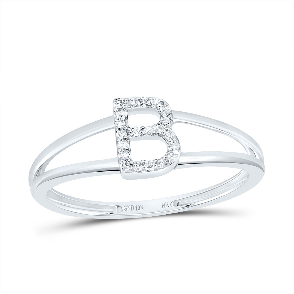 1/20Ctw-Diamond Gift Initial "B" Ladies Ring (1.25 grams)