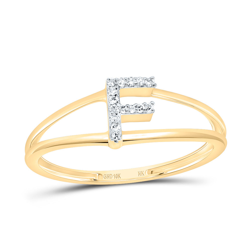 1/20Ctw-Diamond Gift Initial "F" Ladies Ring (1.14 grams)