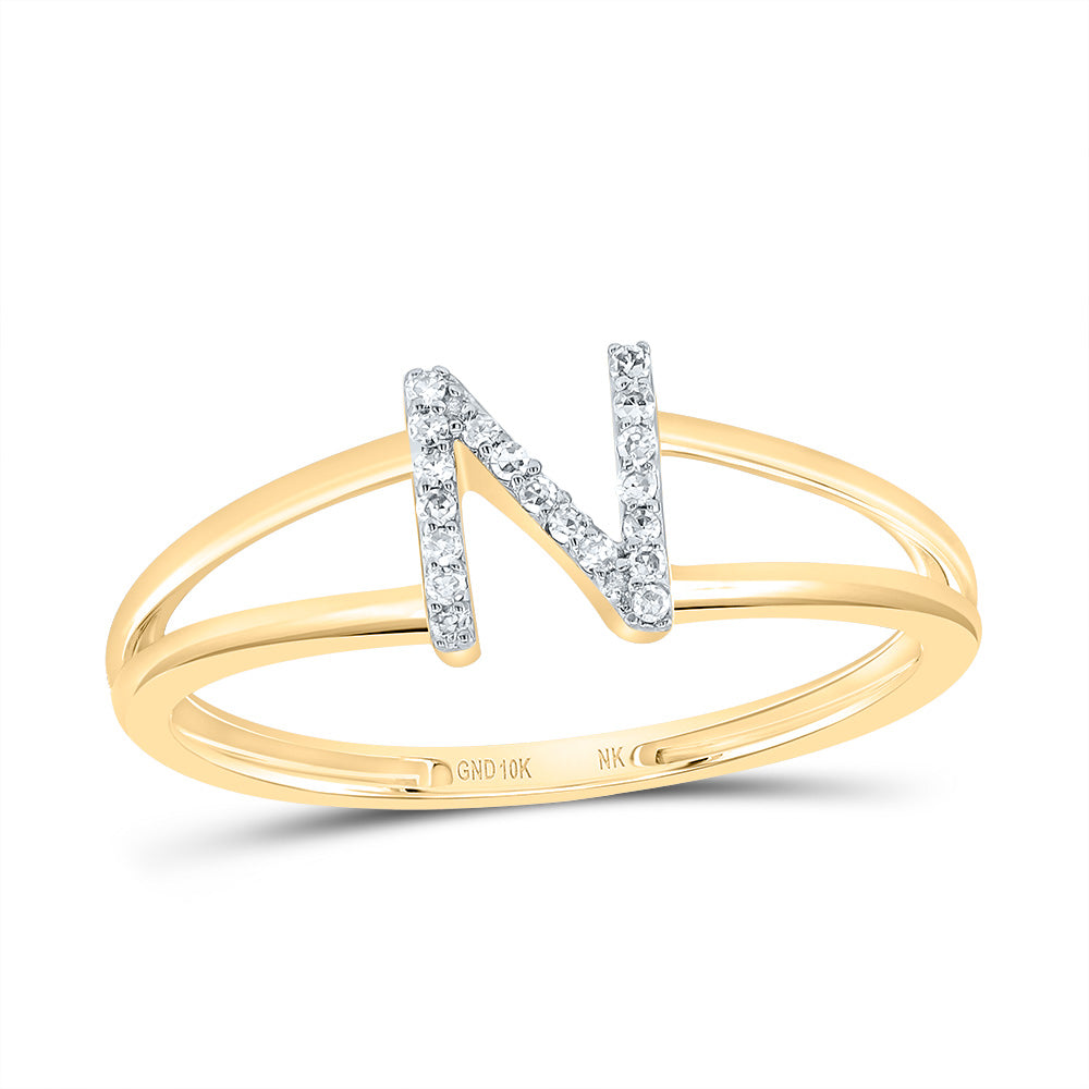 1/20Ctw-Diamond Gift Initial "N" Ladies Ring (1.12 grams)
