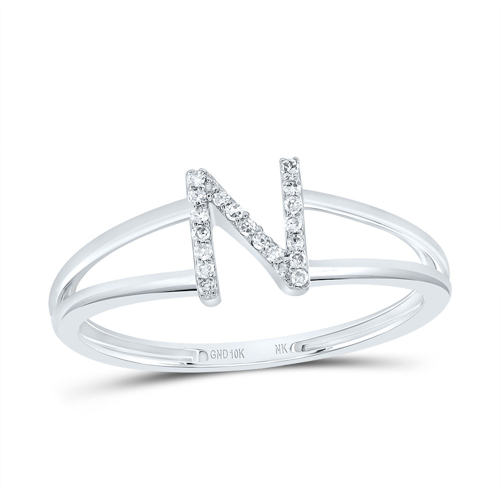 1/20Ctw-Diamond Gift Initial "N" Ladies Ring (1.18 grams)