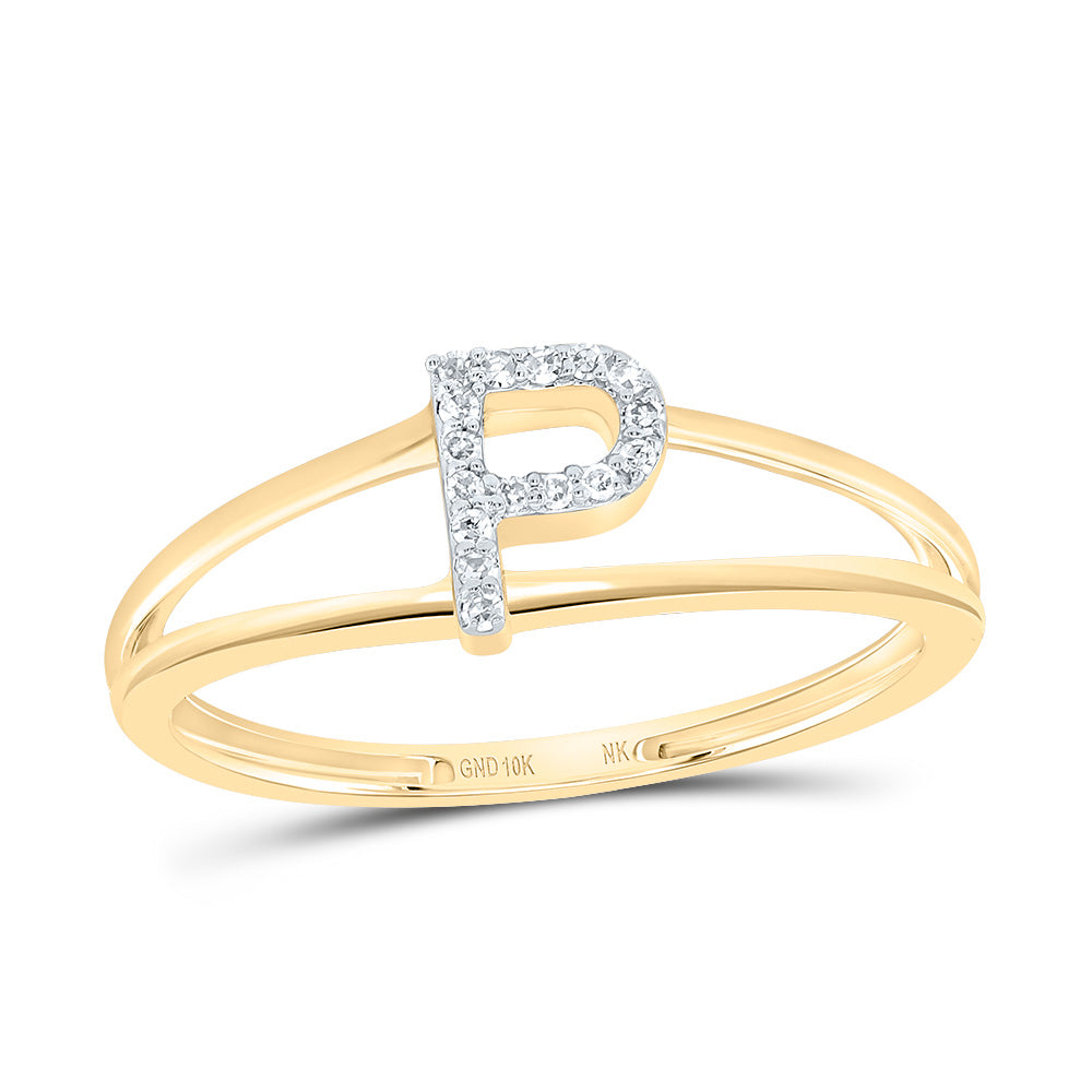 1/20Ctw-Diamond Gift Initial "P" Ladies Ring (1.15 grams)