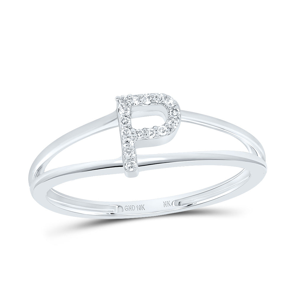 1/20Ctw-Diamond Gift Initial "P" Ladies Ring (1.26 grams)