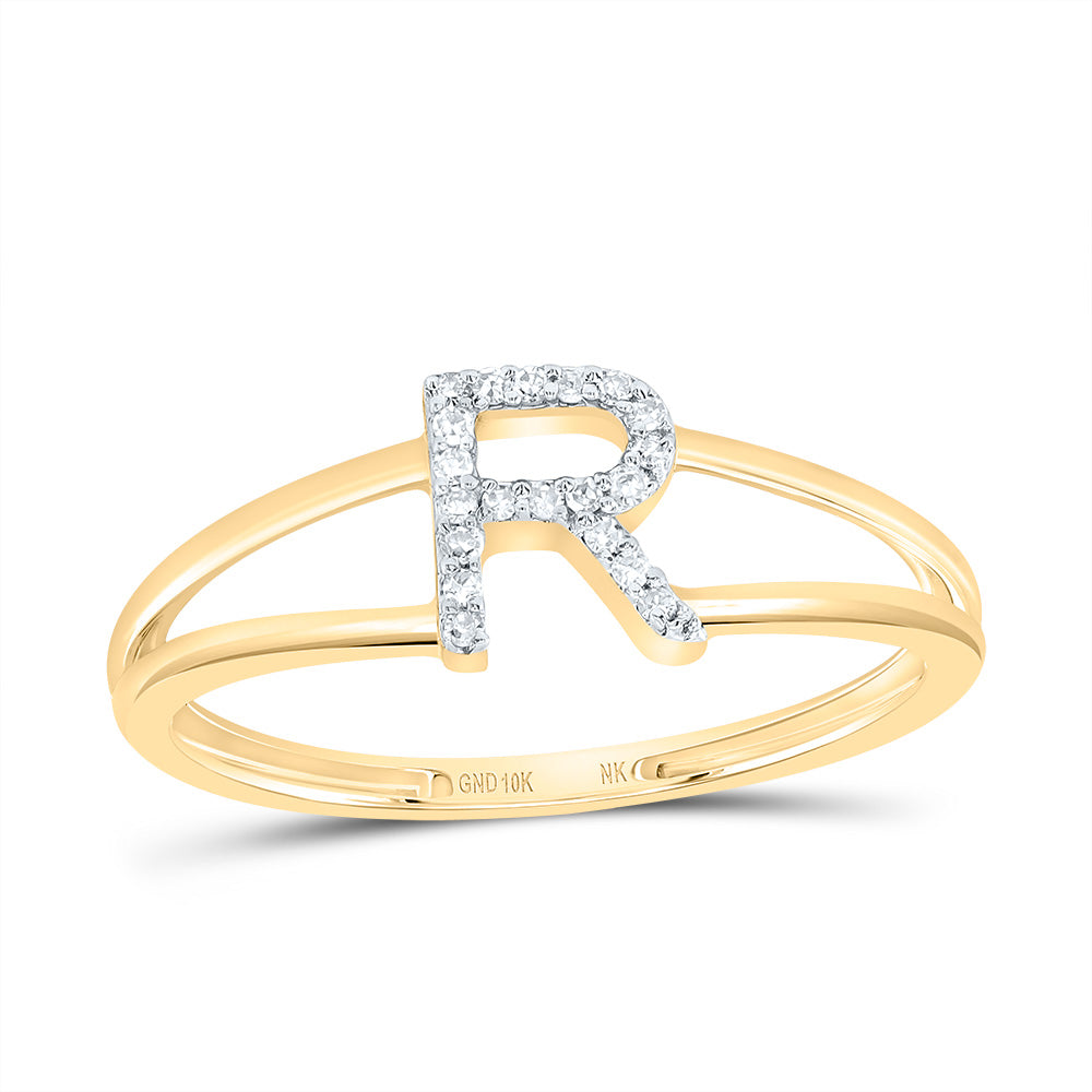 1/20Ctw-Diamond Gift Initial "R" Ladies Ring (1.18 grams)