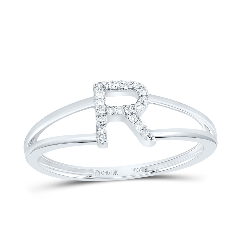 1/20Ctw-Diamond Gift Initial "R" Ladies Ring (1.24 grams)
