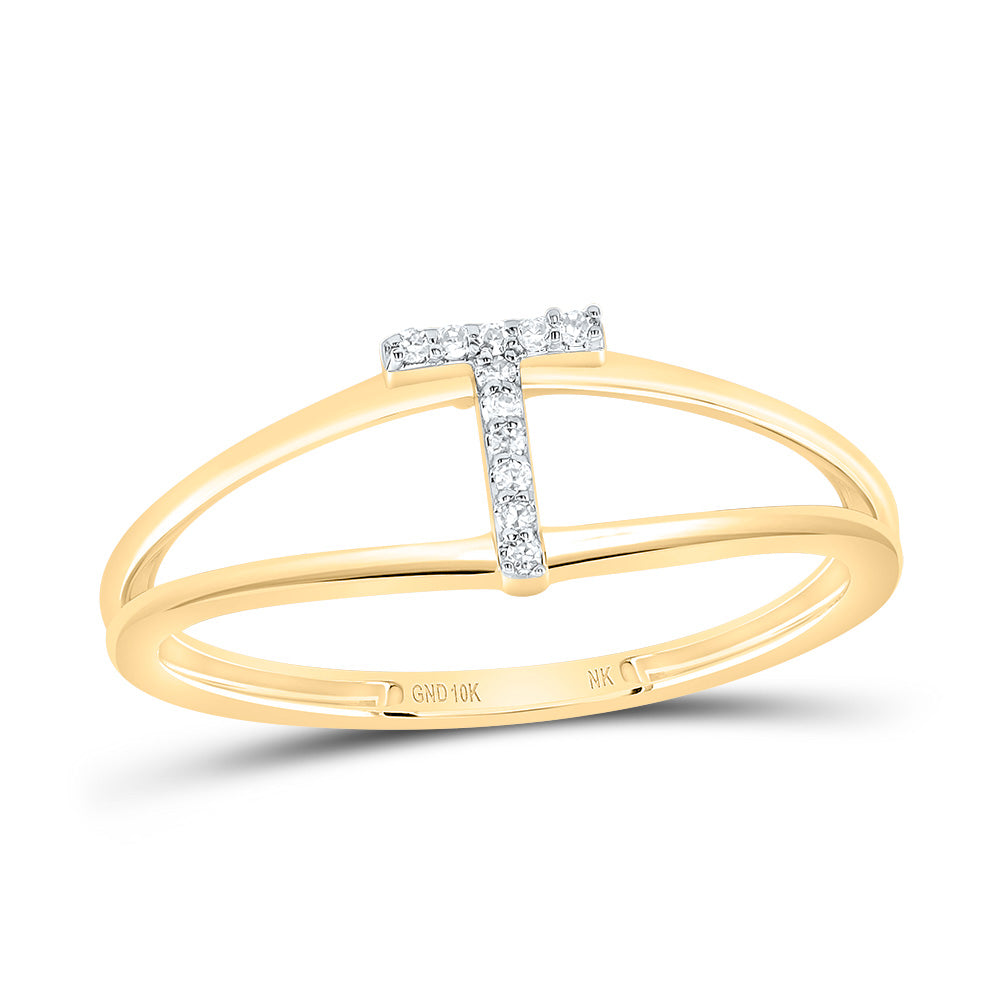 0.03Ctw-Dia Nk Gift Initial "T" Ladies Ring (1.14 grams)